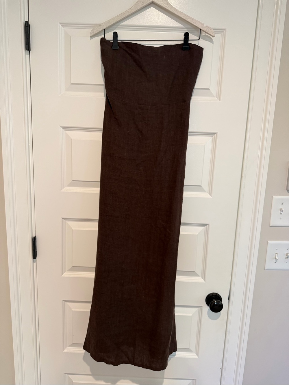 Olivaceous Strapless Maxi Dress in Dark Brown
